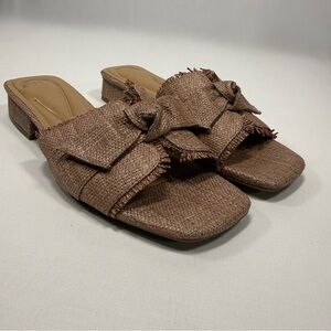 Boho Raffia Easy Spirit Brown Knotted Fringe Slide Sandal 10